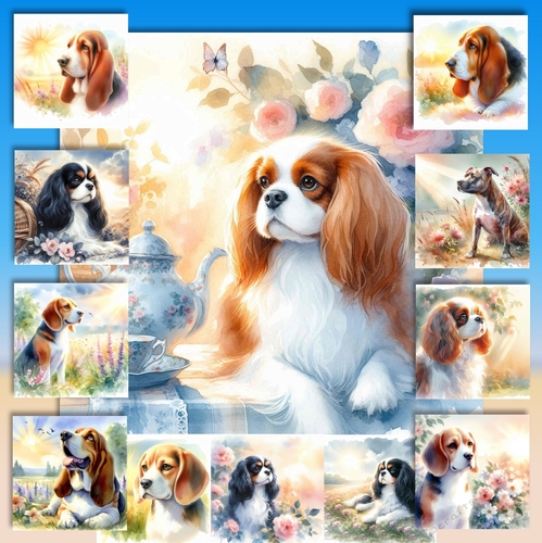 Watercolor Pastel Dogs 6