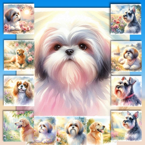Watercolor Pastel Dogs 7