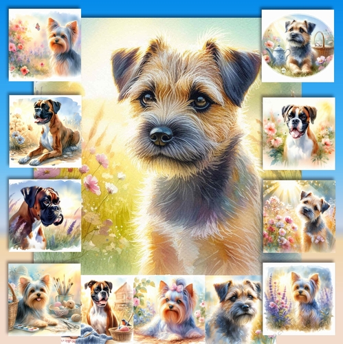 Watercolor Pastel Dogs 8