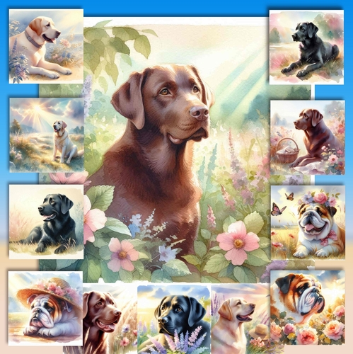 Watercolor Pastel Dogs 11
