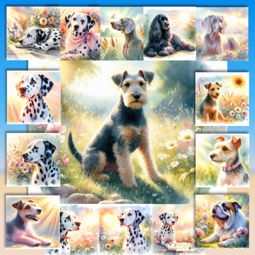 Watercolor Pastel Dogs 12
