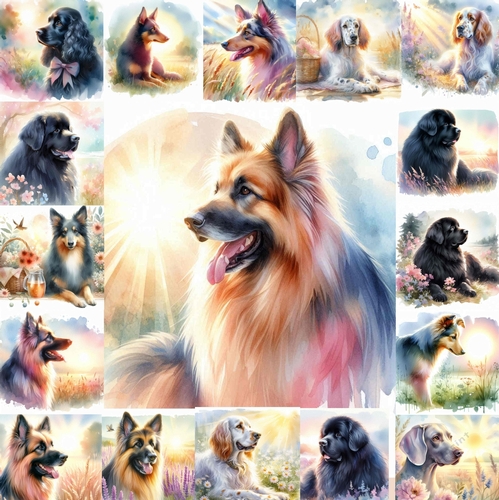 Watercolor Pastel Dogs 13