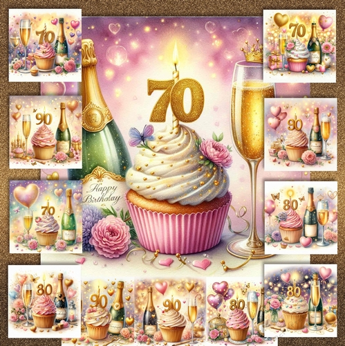 Birthday Cupcake Bears Ages 70,80,90