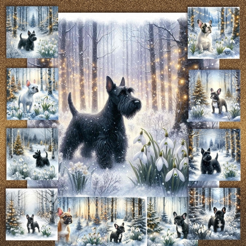 Winter Snowdrop Forest Dogs 6