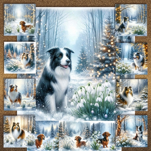 Winter Snowdrop Forest Dogs 13