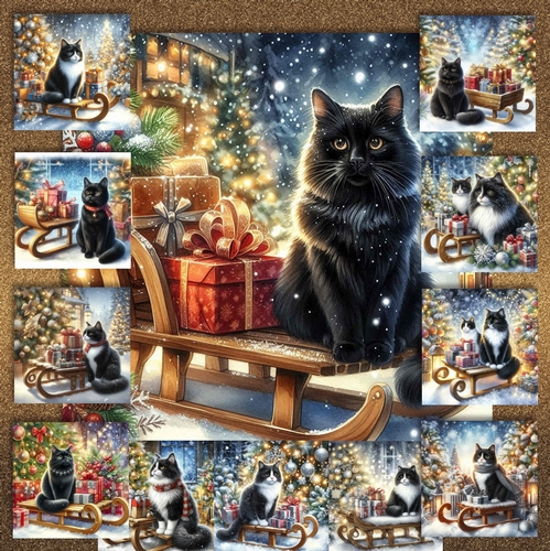 Christmas Sledge Cats 1