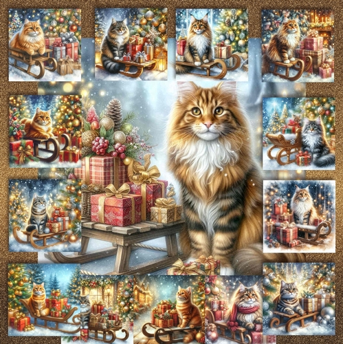 Christmas Sledge Cats 2