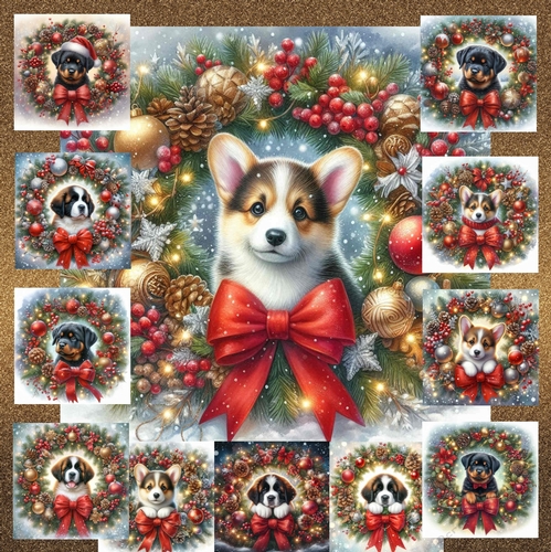 Christmas Wreath Pups 2