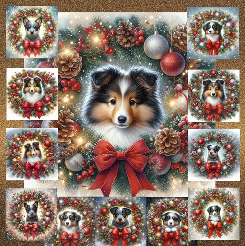 Christmas Wreath Pups 3