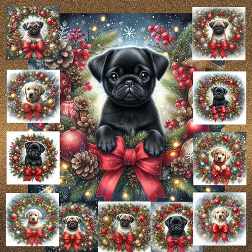 Christmas Wreath Pups 12