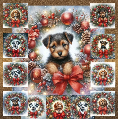 Christmas Wreath Pups 14