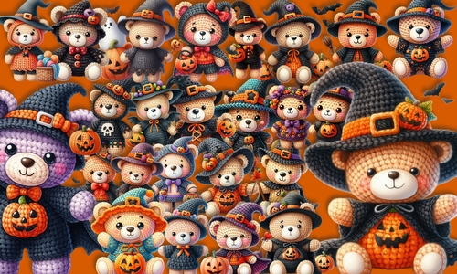Crochet Halloween Bear Clipart