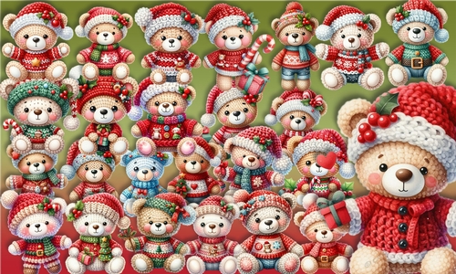 Crochet Christmas  Bear Clipart