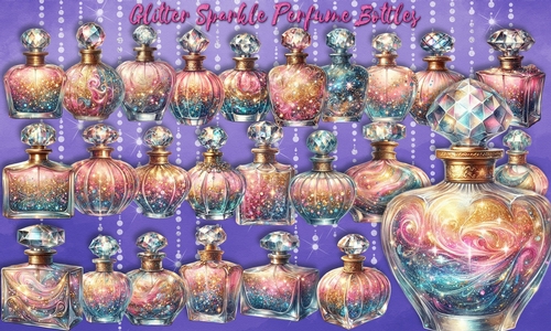 Glitter Sparkle Perfume Bottles Clipart