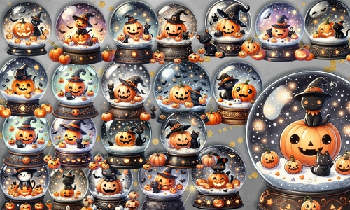 Halloween Snowglobes Clipart