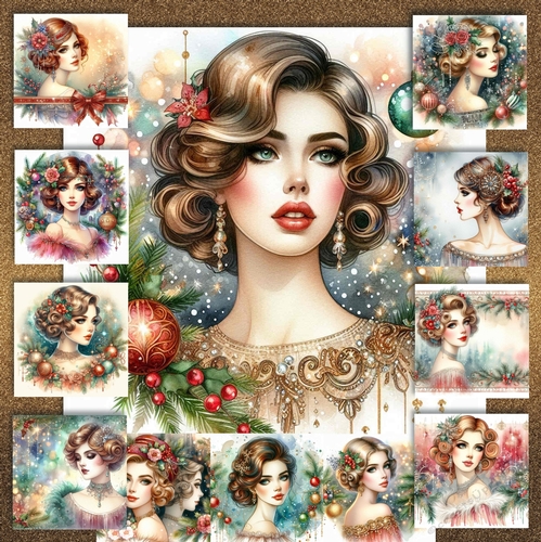 Vintage Festive Lady 1