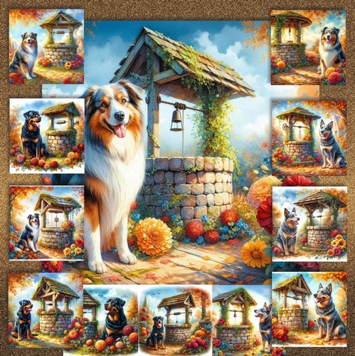 Autumn Wishing Well Dogs 1