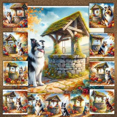 Autumn Wishing Well Dogs 2