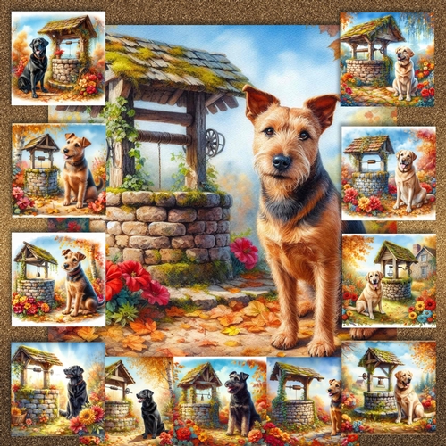 Autumn Wishing Well Dogs 6