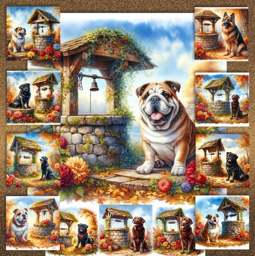 Autumn Wishing Well Dogs 7