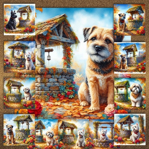 Autumn Wishing Well Dogs 9