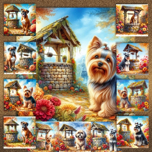 Autumn Wishing Well Dogs 10