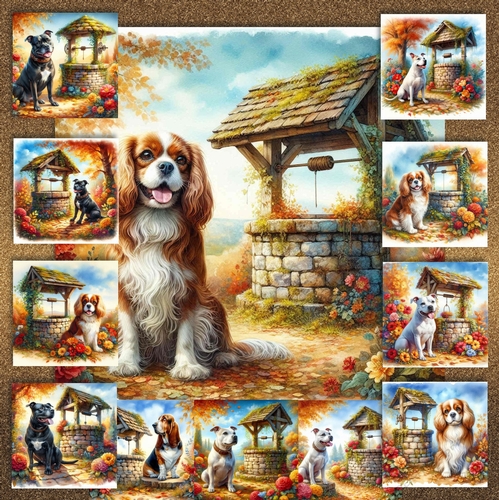 Autumn Wishing Well Dogs 12
