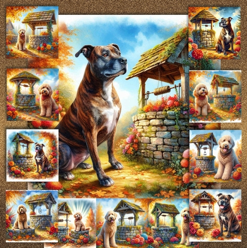 Autumn Wishing Well Dogs 13