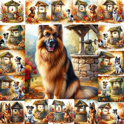 Autumn Wishing Well Dogs 15