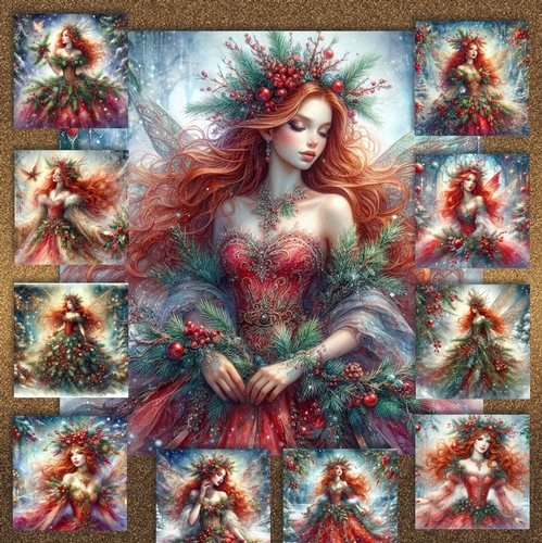 Christmas Holly Pine Fairy