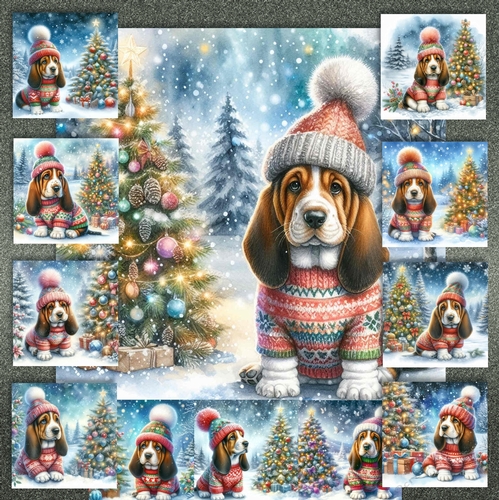 Christmas Pom Pom Bassett