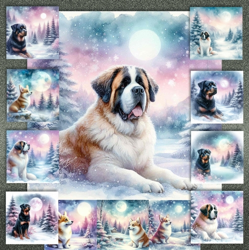 Pastel Winter Forest Dogs 2