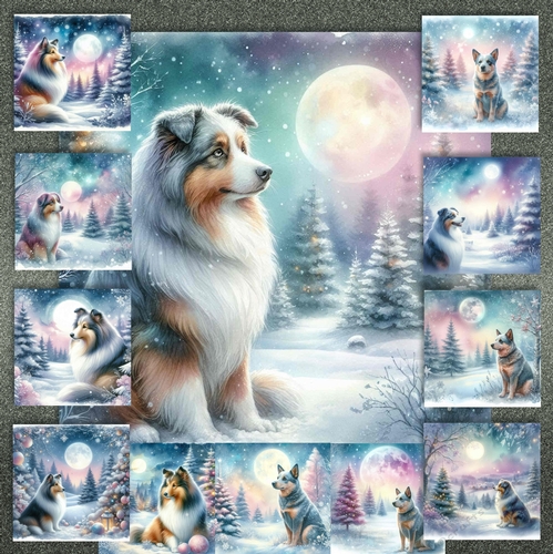 Pastel Winter Forest Dogs 3