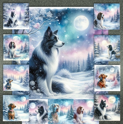 Pastel Winter Forest Dogs 4