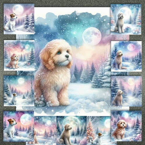Pastel Winter Forest Dogs 5