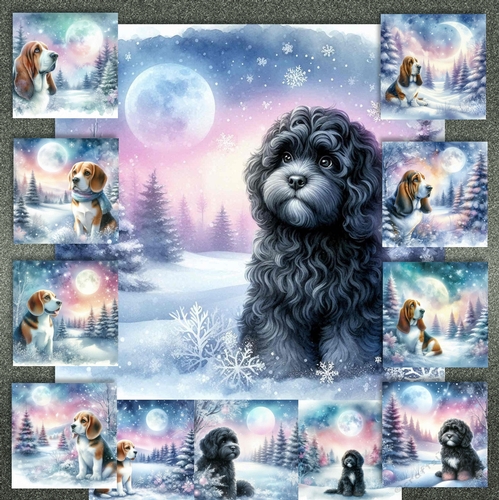 Pastel Winter Forest Dogs 6