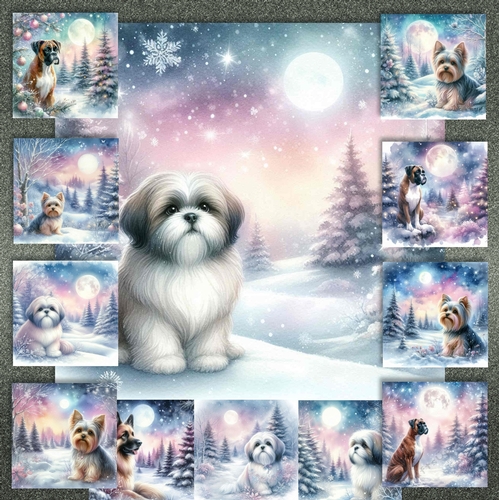 Pastel Winter Forest Dogs 8