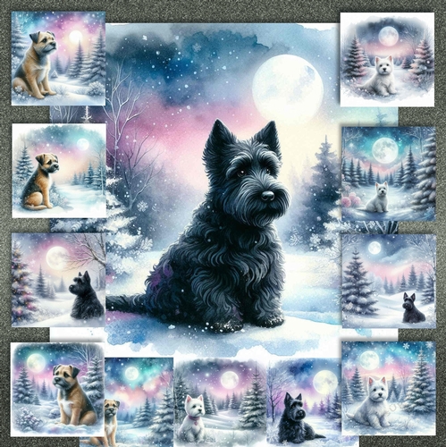 Pastel Winter Forest Dogs 9