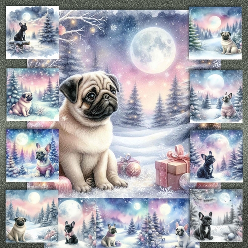 Pastel Winter Forest Dogs 10