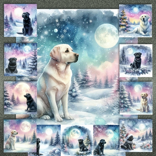 Pastel Winter Forest Dogs 11
