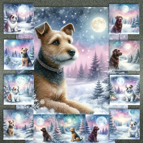 Pastel Winter Forest Dogs 12