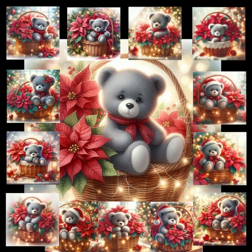 Poinsettia Bear Basket 