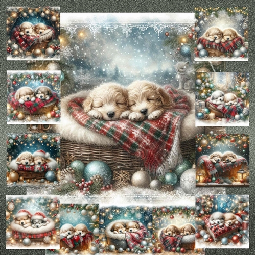 Sweet Dreaming Christmas Pups