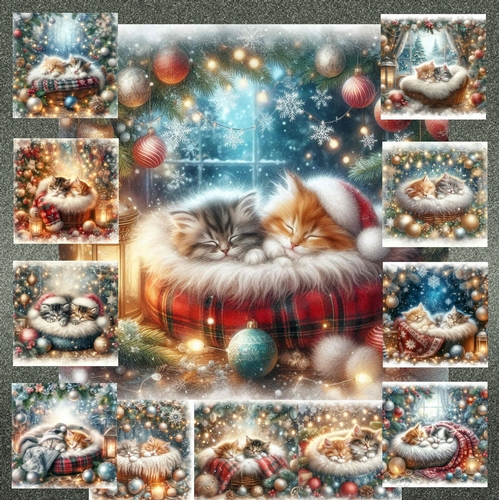 Sleeping Christmas Kittens
