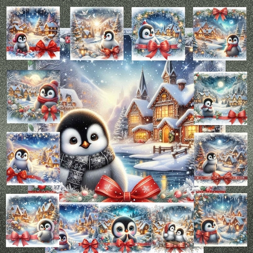 Penguin  Christmas Village Wishes 