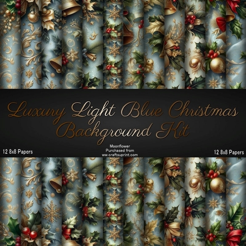 Luxury Light Blue  Christmas Background Kit 