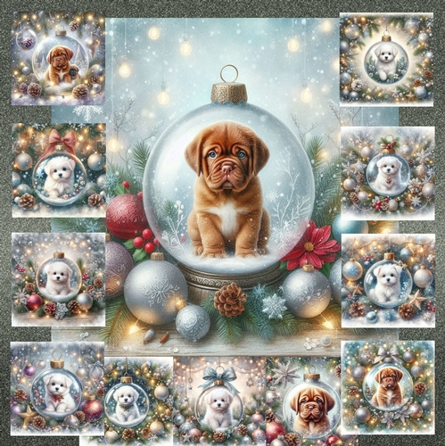 Christmas Glass Bauble Pups 1