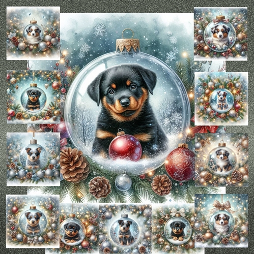 Christmas Glass Bauble Pups 3