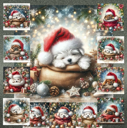 Sleepy Santa Hat Pups 1