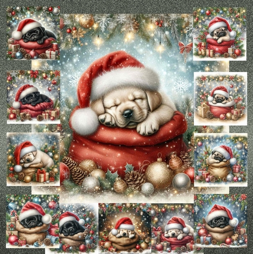 Sleepy Santa Hat Pups 12